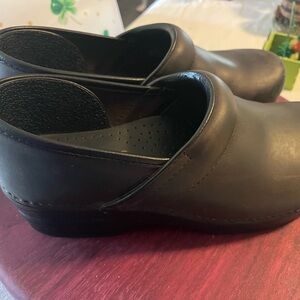 Dansko Black Leather Clogs Gently Worn